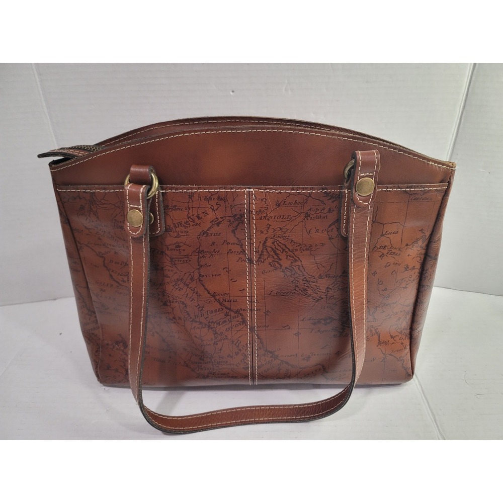Patricia Nash shoulder handbag riot rust leather of the world feet on bottom
